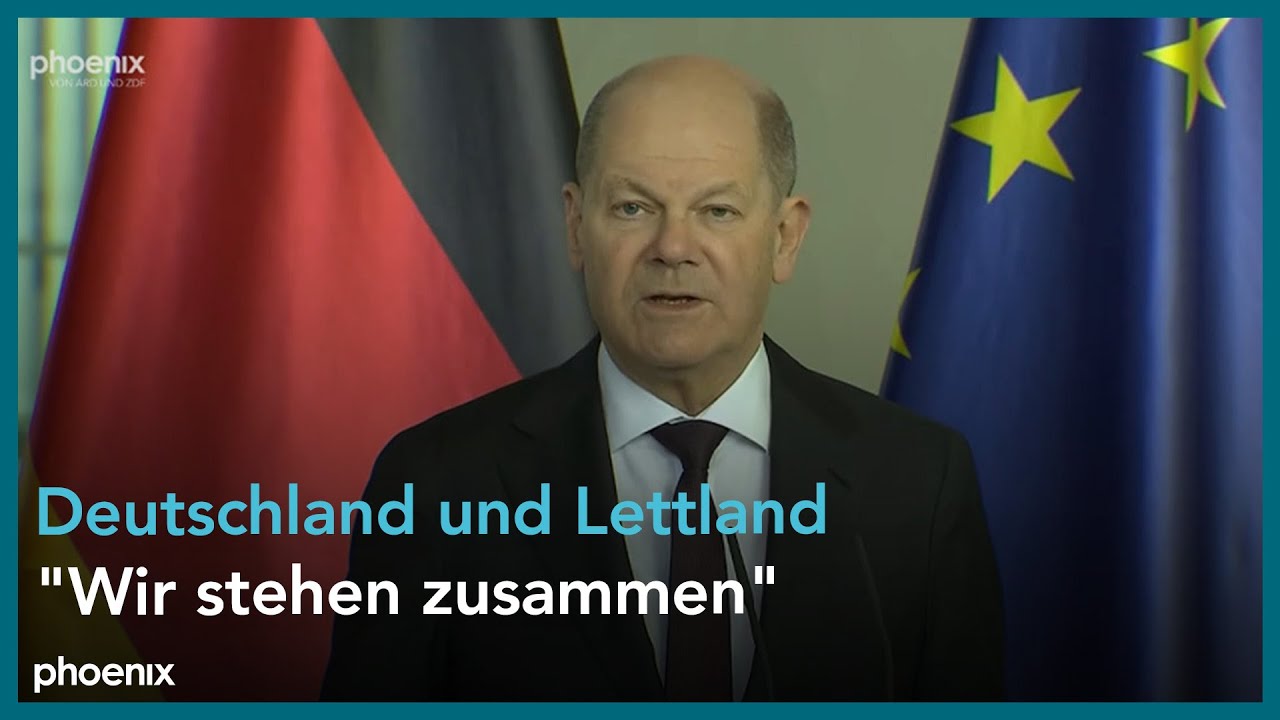 Pressekonferenz mit Olaf Scholz und Evika Silina am 27.03.2024