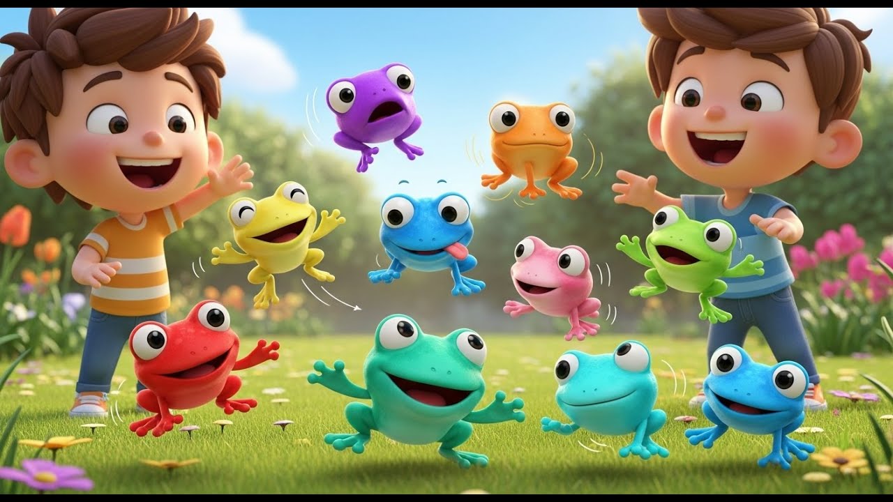 Nine Little Toy Toy Frogs Ribbit Ribbit Ribbit | Pond Toy Song & Counting to 9