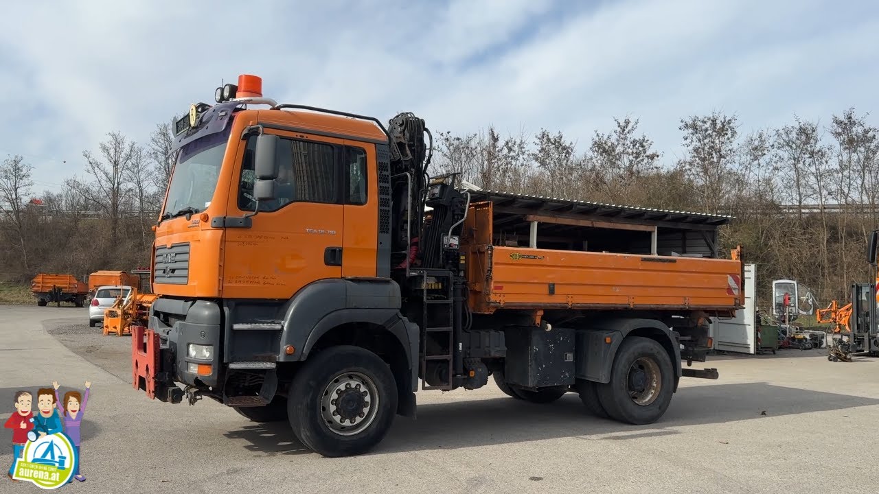 2-Achs Dreiseitenkipper mit Mittelkran ÖAF TGA 18.310 4x4 BL