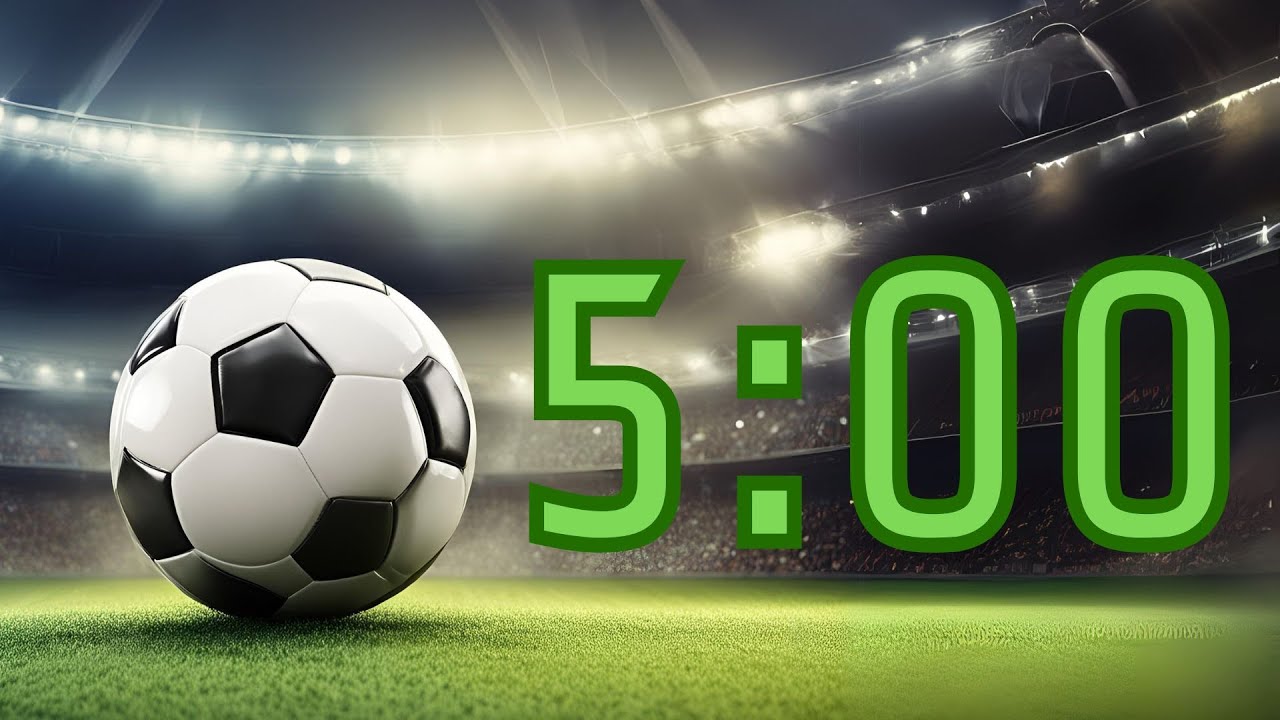 5 Minute Soccer Timer with Inspirational Music and Whistle Alarm - Five Minute Soccer Game Timer