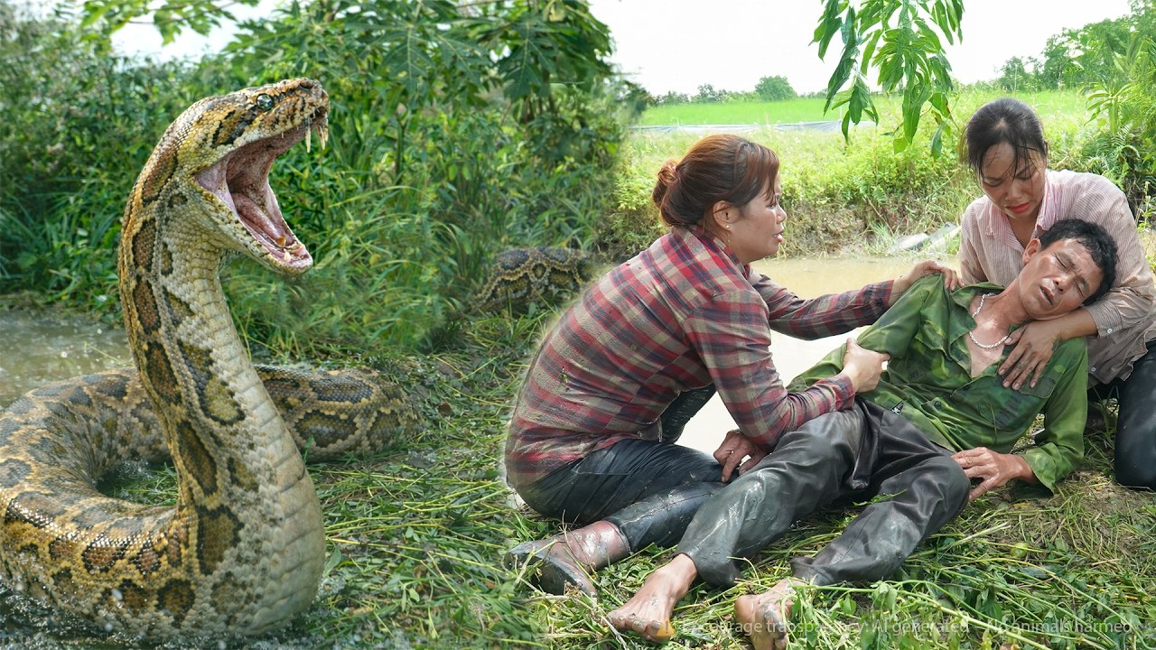 72 Hours of Fear:Giant Python Attack Near the Canal–A Shocking Life-or-Death Rescue!Huong Ca Harvest