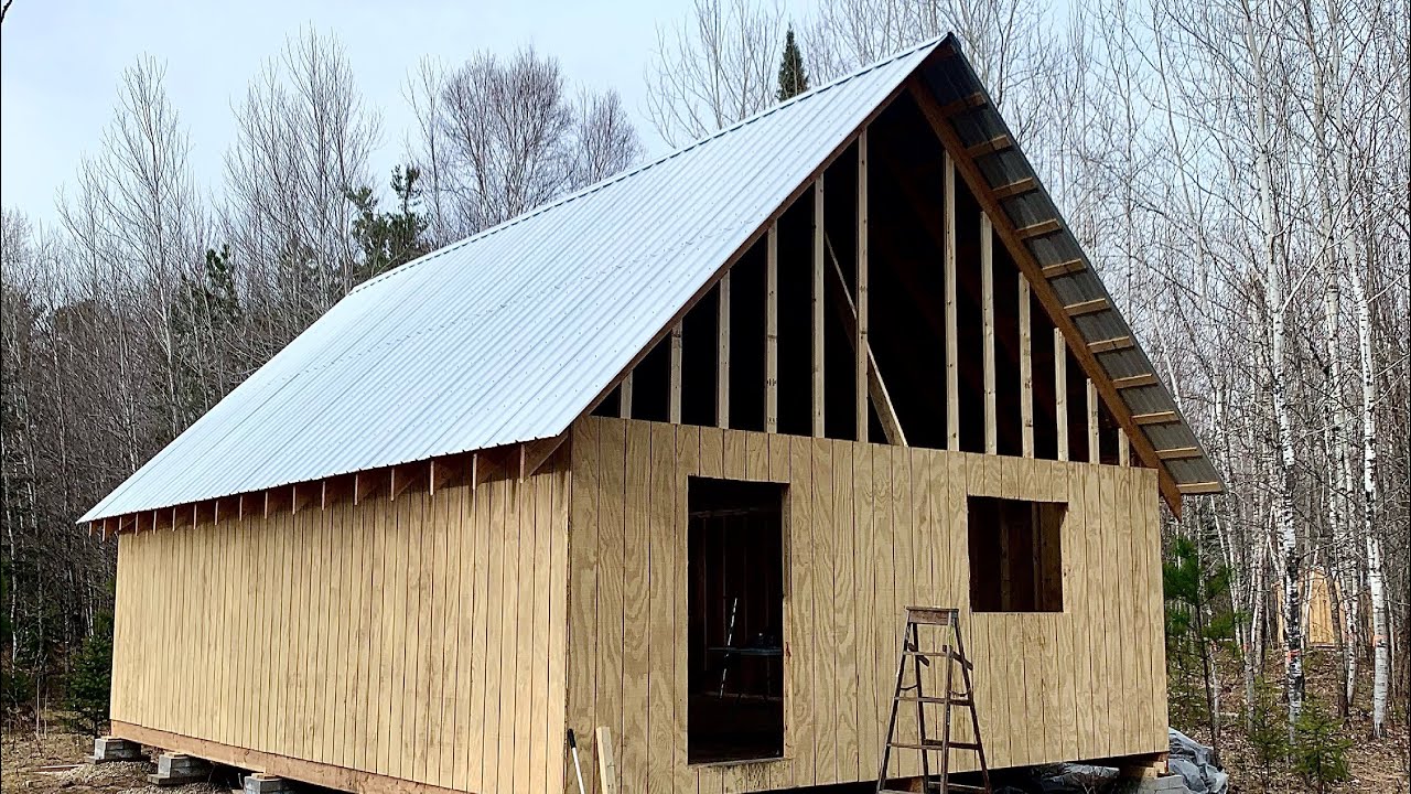 Simple Mortgage Free Cabin Build Pt 4: Roof Rafters And Metal