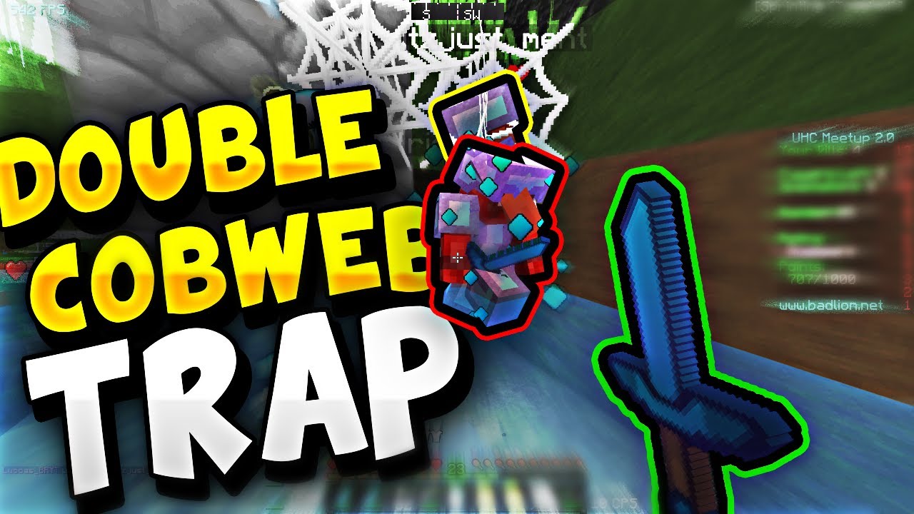 DOUBLE COBWEB TRAP! (Minecraft UHC Meetup)