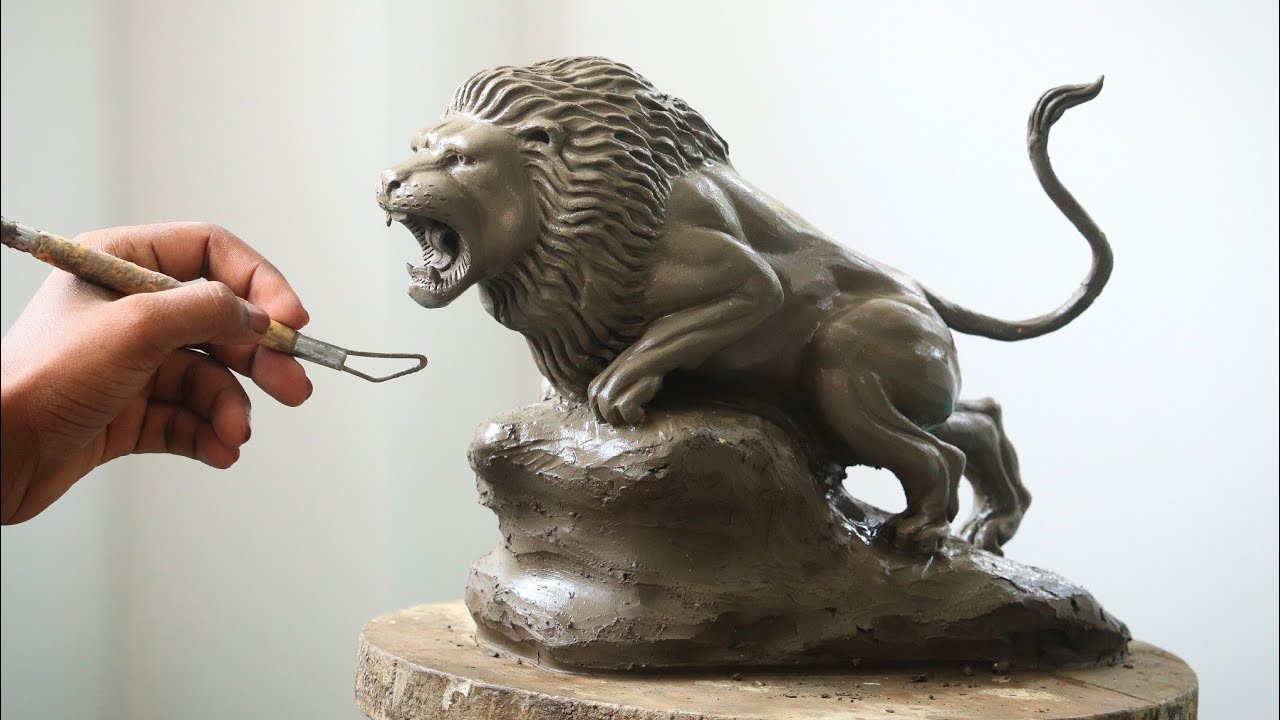 How to make a roaring lion | mitti ka sher banana | Lion clay art