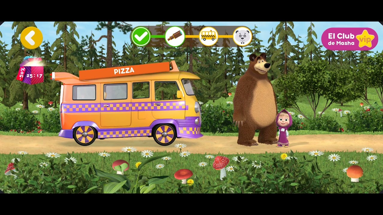 Masha y el oso pizzería (juego completo)