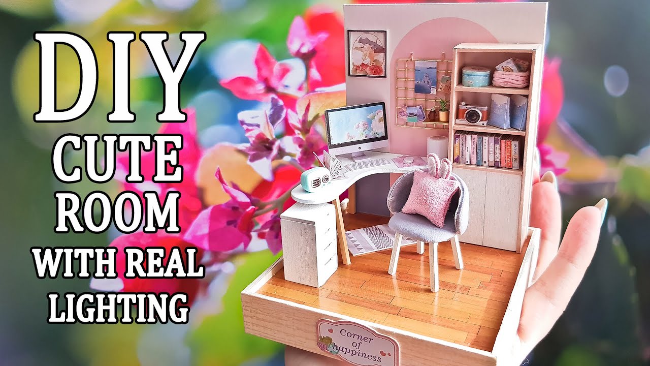 Miniature office ー DIY dollhouse kit Corner of happiness, Cute room World of creativity
