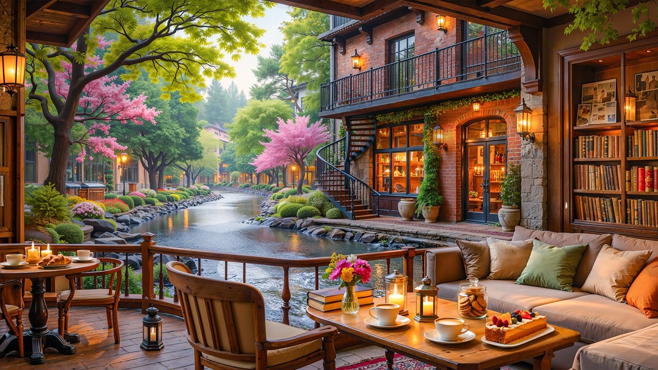 Gentle Morning Jazz For A Relaxing Spring Day ~ Cozy Library Caf&eacute; Shop With Warm Jazz | Study & Work