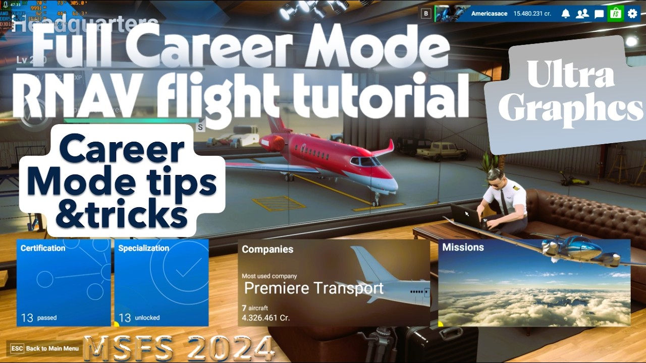 Career Mode full flight RNAV tutorial - Vision Jet, + tips and tricks in career mode - MSFS 2024