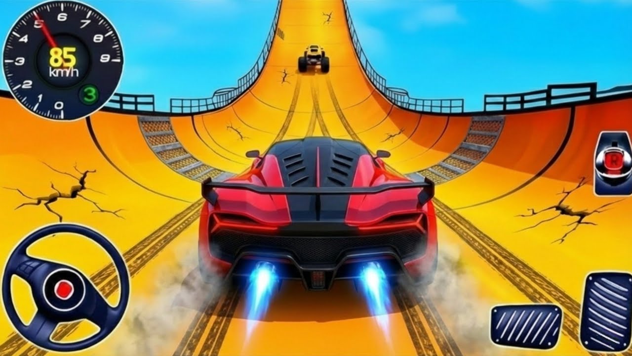 “Crazy Mega Ramp Car Jump! 😱 Best Stunt Ever in GT Racing!