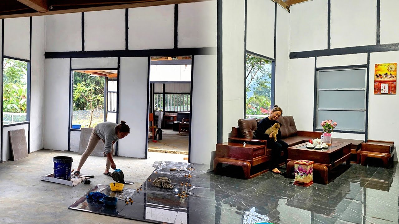 Renovating My Old Home | Tiling the Floor, Building a Simple Kitchen & Creating a Cozy Life