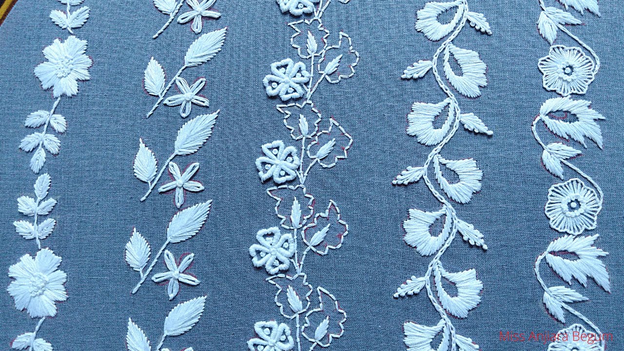 Hand Embroidery Different Borderline/Hemline/Edge Design with Calm Music, Borderline Designs-339