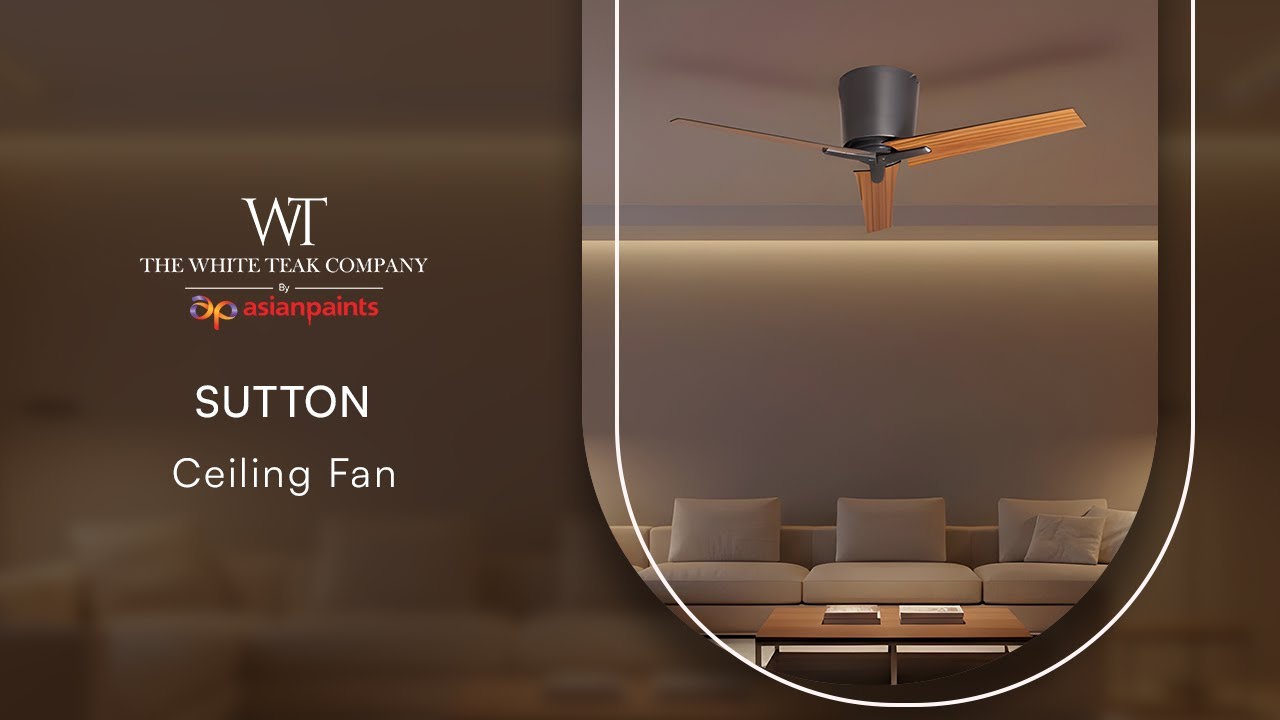 SUTTON (48" SPAN, BLACK FINISH METAL BODY, TEAK FINISH) CEILING FAN  | WHITE TEAK
