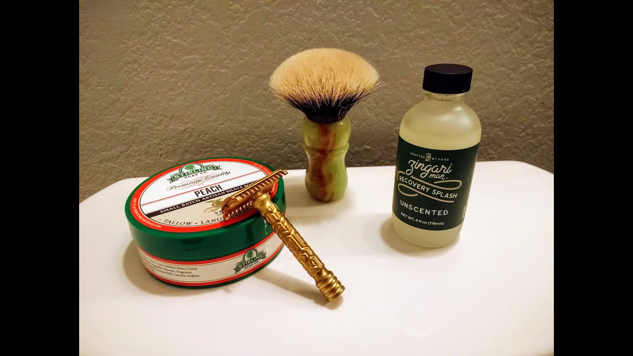 Stirling Peach soap | Viking Faux Jade brush | SOTD