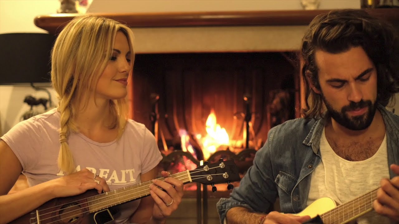 Titanium- Davide Guetta & Sia// DAUDIA acoustic duet cover by the fireplace ukulele and guitarlele