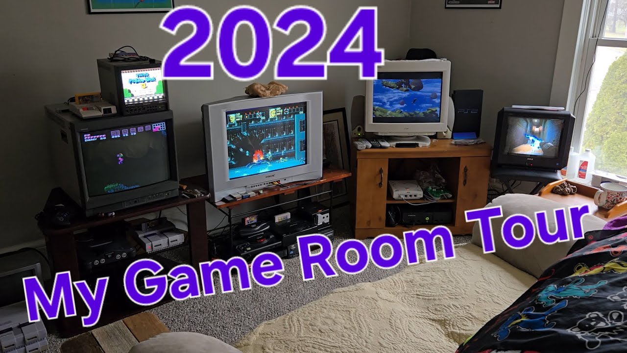 Game Room Tour - 2024 - 6 CRTs - Running 12 Consoles - Ready To Play - 700 Games in My Collection