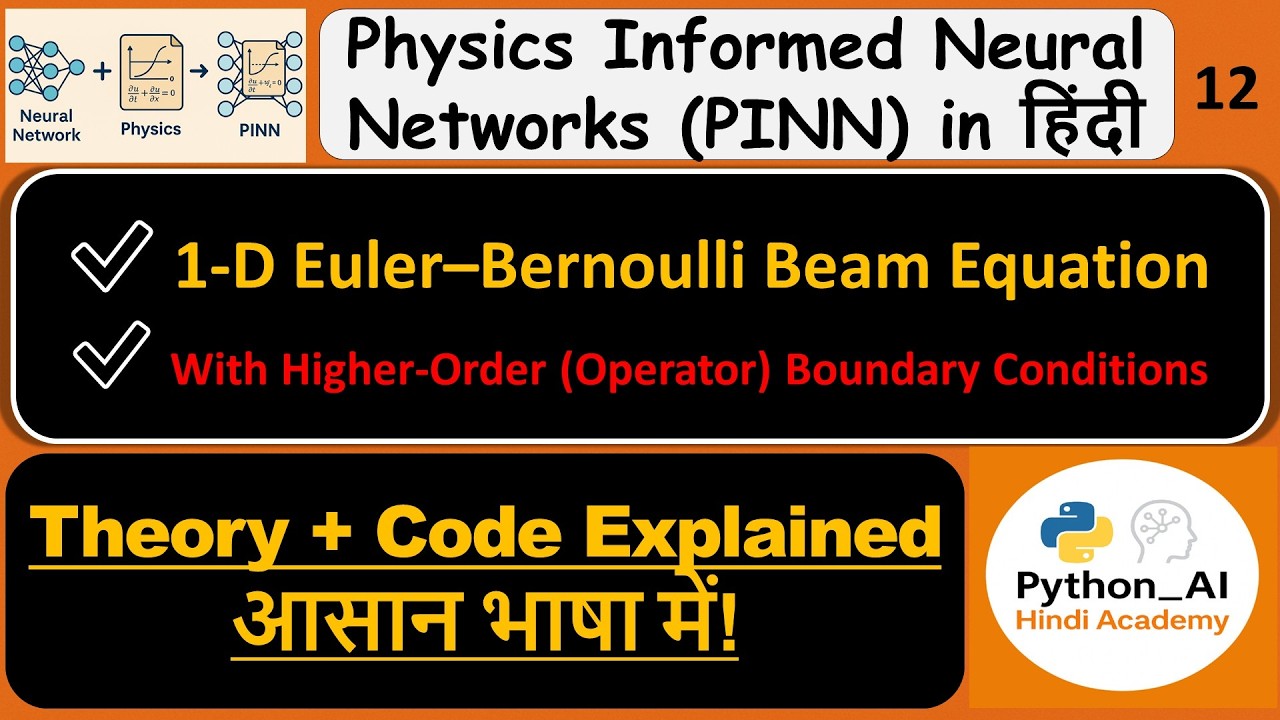 12 PINN for Euler-Bernoulli Beam Equation | Higher-Order BCs | Structural Mechanics Hindi | Part 12