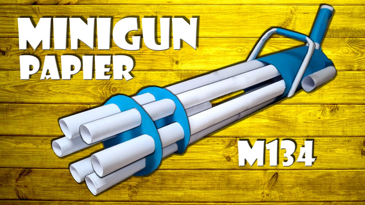 Maschinenpistole Minigun M134 selber machen Spielzeug basteln - paper minigun M134 DIY craft [4K]