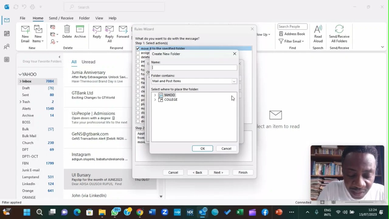Create Rules - Microsoft Outlook