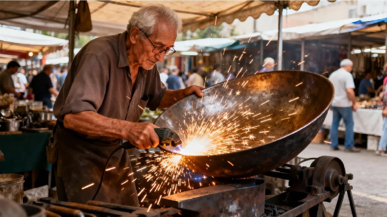 70岁老铁匠修补铁盆！5元修补后和新的一样，一点都不漏水！#农村生活 #diy #民间手艺人