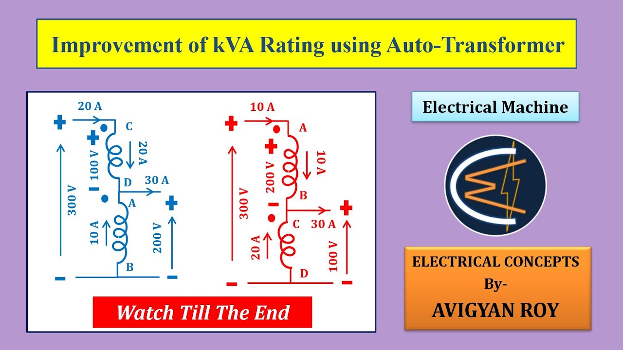 Improvement of kVA Rating by Auto -Transformer ||  Electrical Concepts.