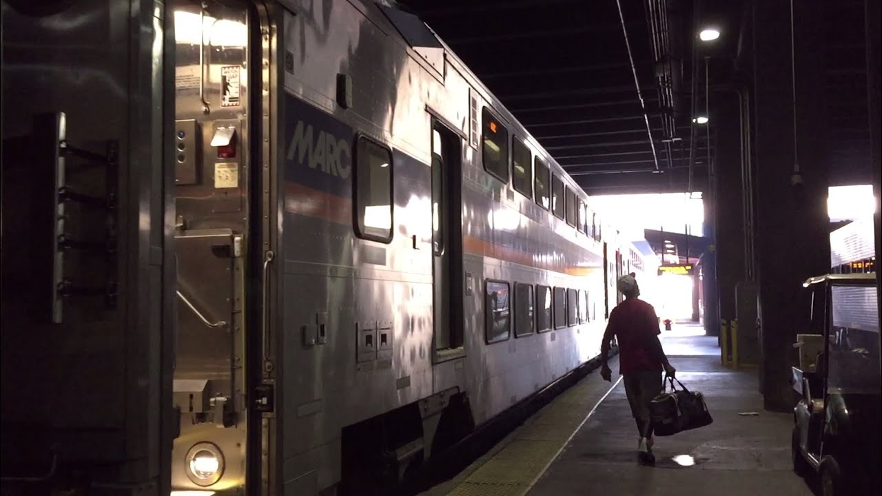 MARC HD 60 FPS: Boarding New Bombardier MultiLevel Vehicle on Train 520 (8/17/15)