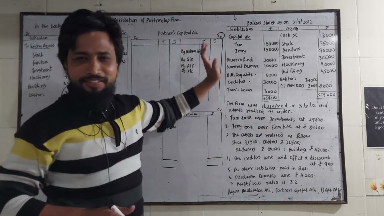 Q12 Dissolution  of  Partnership Firm Realisation  Ledger A/c account Class12 Board Paper Solution