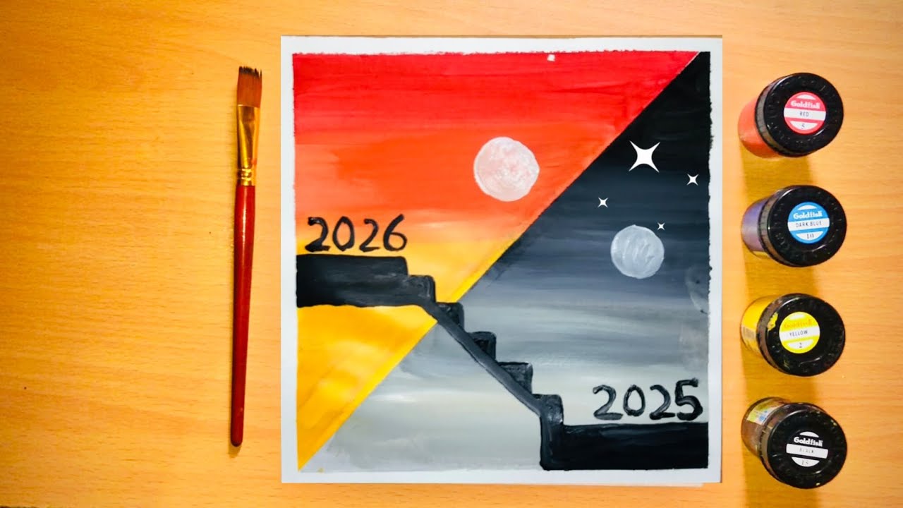 Sunset painting |poster colors | acrylic painting for beginning | Complete tutorials| 