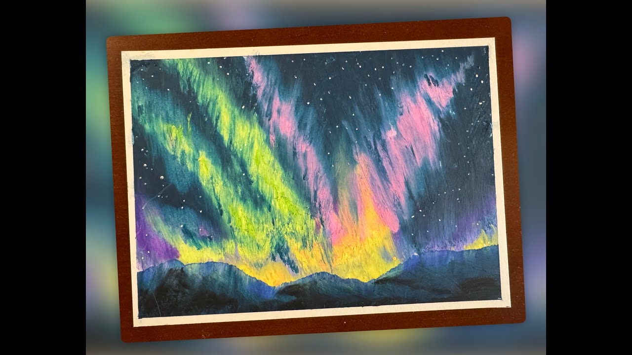 Северное сияние, масляная пастель: Картина «Поэтическое небо» 905