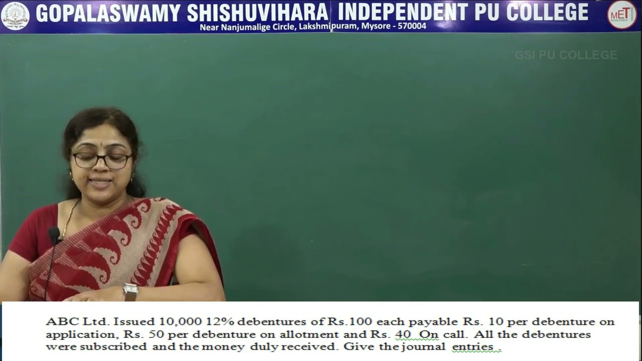 ACCOUNTANCY | II PUC | CH 07 | DEBENTURE - ISSUE & REDEMPTION OF DEBENTURES | S01