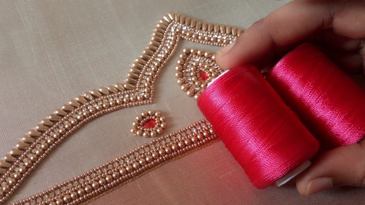 Aari work sleeve design|aari work bead work sleeve design|aari grand bead work|Aari Gallery