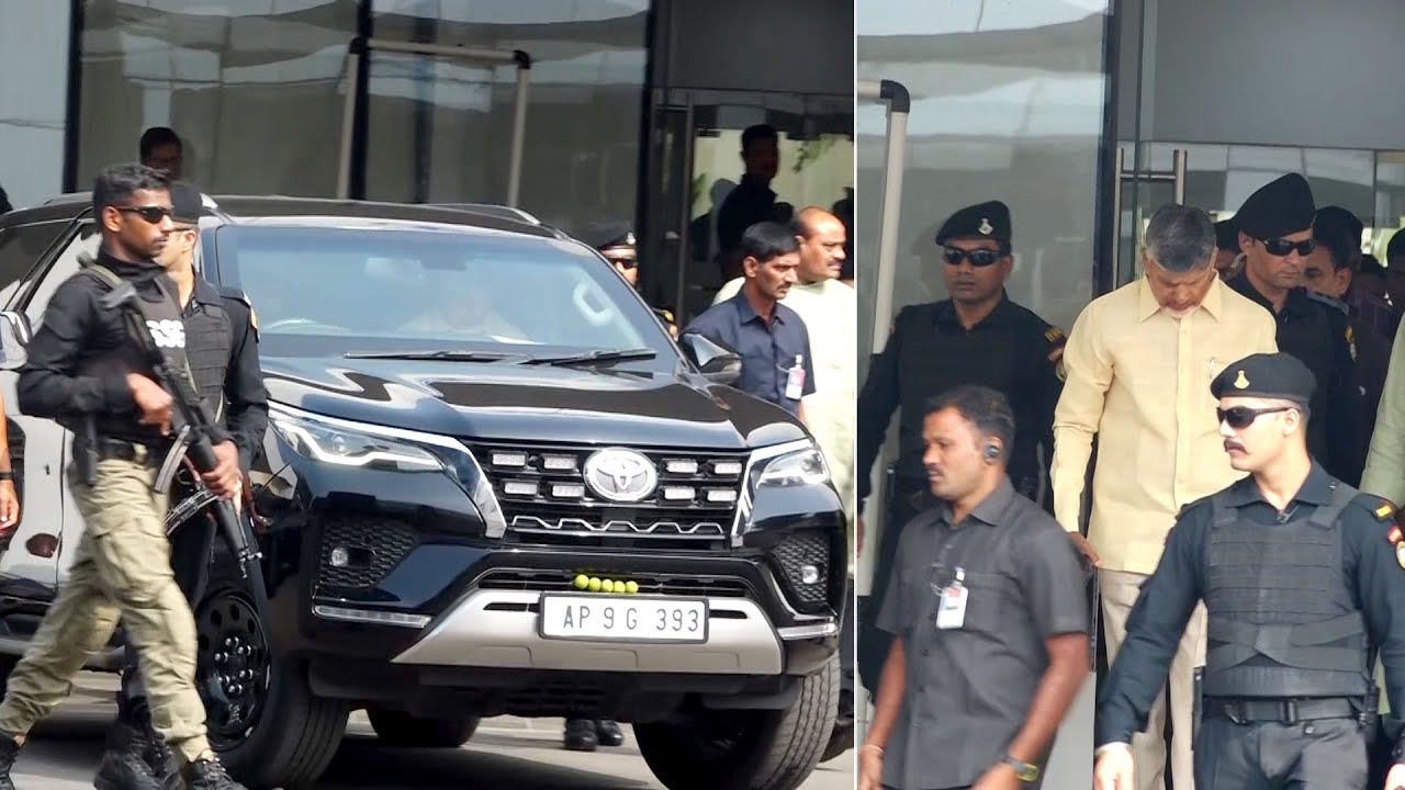 High Security Convoy Of Chief Minister Nara Chandrababu Naidu In Amaravati Secretariat |DistodayNews