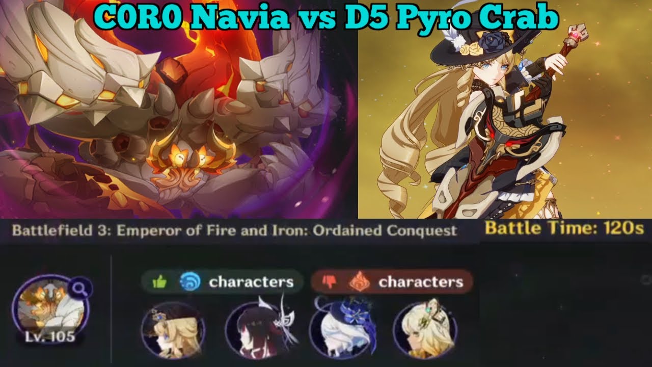 Navia Lunar-Crystallize vs D5 Emperor of Fire | Genshin Impact 6.3 Stygian Onslaught: Fearless