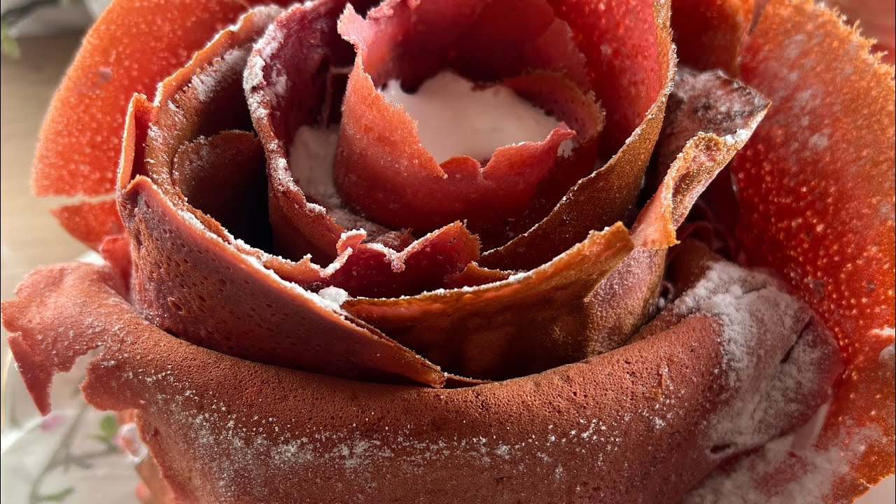 Fleur de Crêpe Romantique – Spécial Saint-Valentin#saintvalentin #food #cooking #shortvideo #sweet