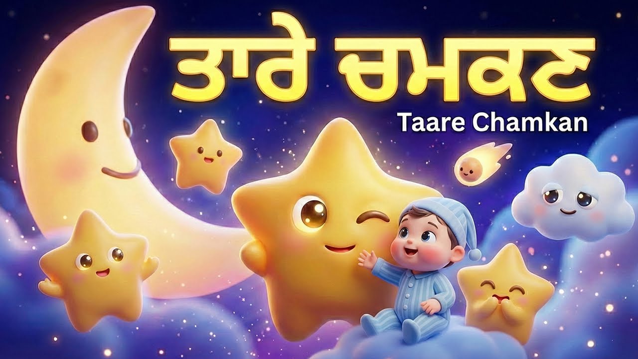 Taare Chamkan (ਤਾਰੇ ਚਮਕਣ) 🌌 Best Punjabi Poem for Babies | 4K Cartoon
