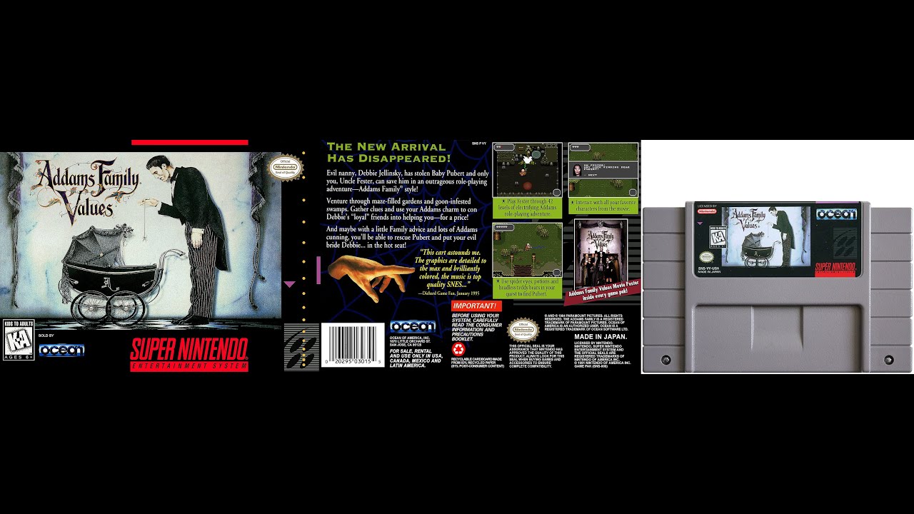Addams Family Values (1995, SNES) - Full Playthrough [No Commentary Archive]