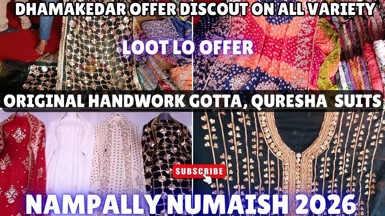 LOW PRICE GOTTA PATTI SUITS ₹1200 😍 | ORIGINAL HANDWORK | NAMPALLY NUMAISH 2026#numaish #exhibition