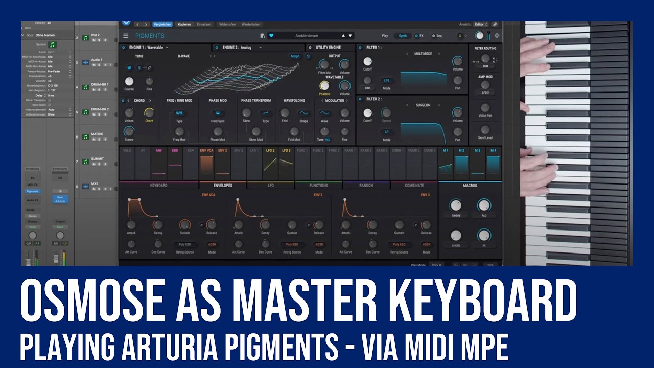 Osmose as master keyboard playing Arturia Pigments MPE poly aftertouch poly bend super expressive