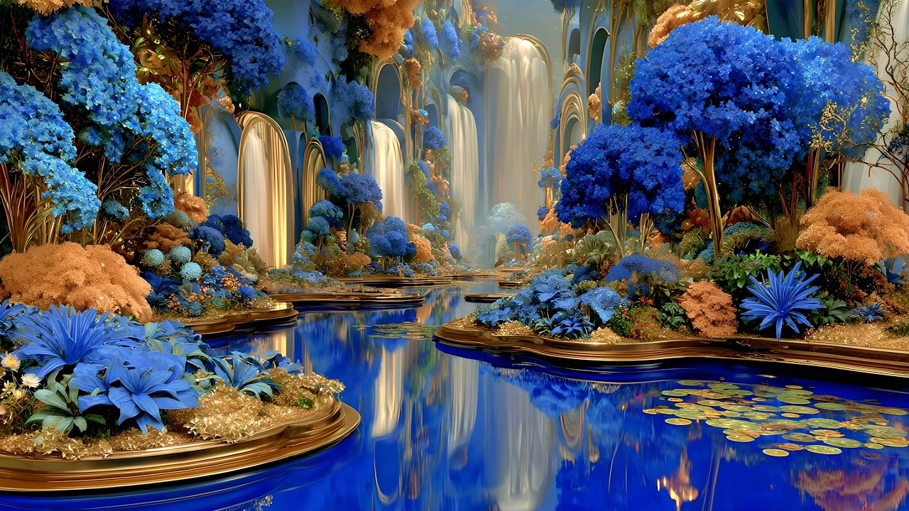 Royal Blue Dreams: A Journey Through Heavenly Palaces & Relaxing Melodies (4K Fantasy Art)