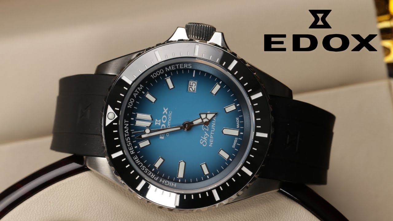 ШВЕЙЦАРСКИЙ НЕПТУН!!! Механические дайверские часы EDOX SkyDiver Neptunian 80120 | Style-Time