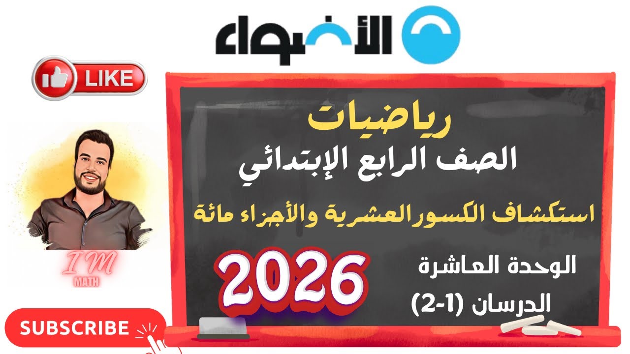 الوحدة العاشرة الدرسان (1-2) استكشاف الكسور العشرية والأجزاء من مائة من كتاب الأضواء