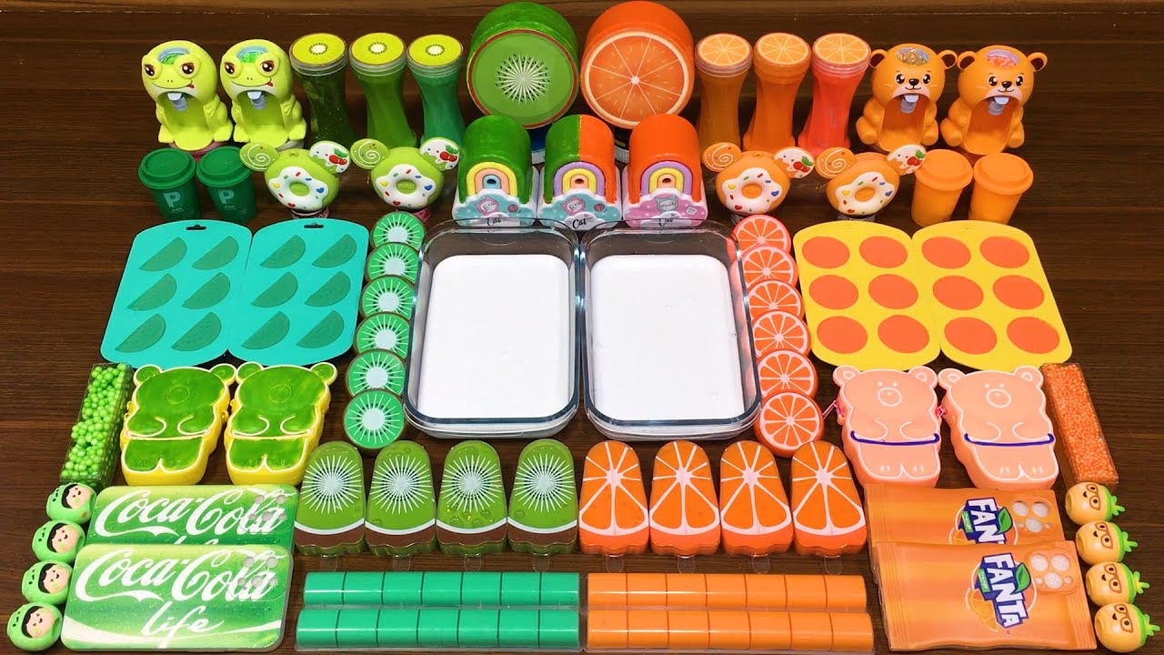 GREEN vs ORANGE ! Mixing random into SLIME! Satisfying Nastya Slime #538