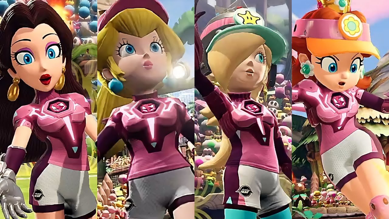 Mario Strikers Battle League Pauline Peach Rosalina and Daisy Gameplay in Jungle Retreat
