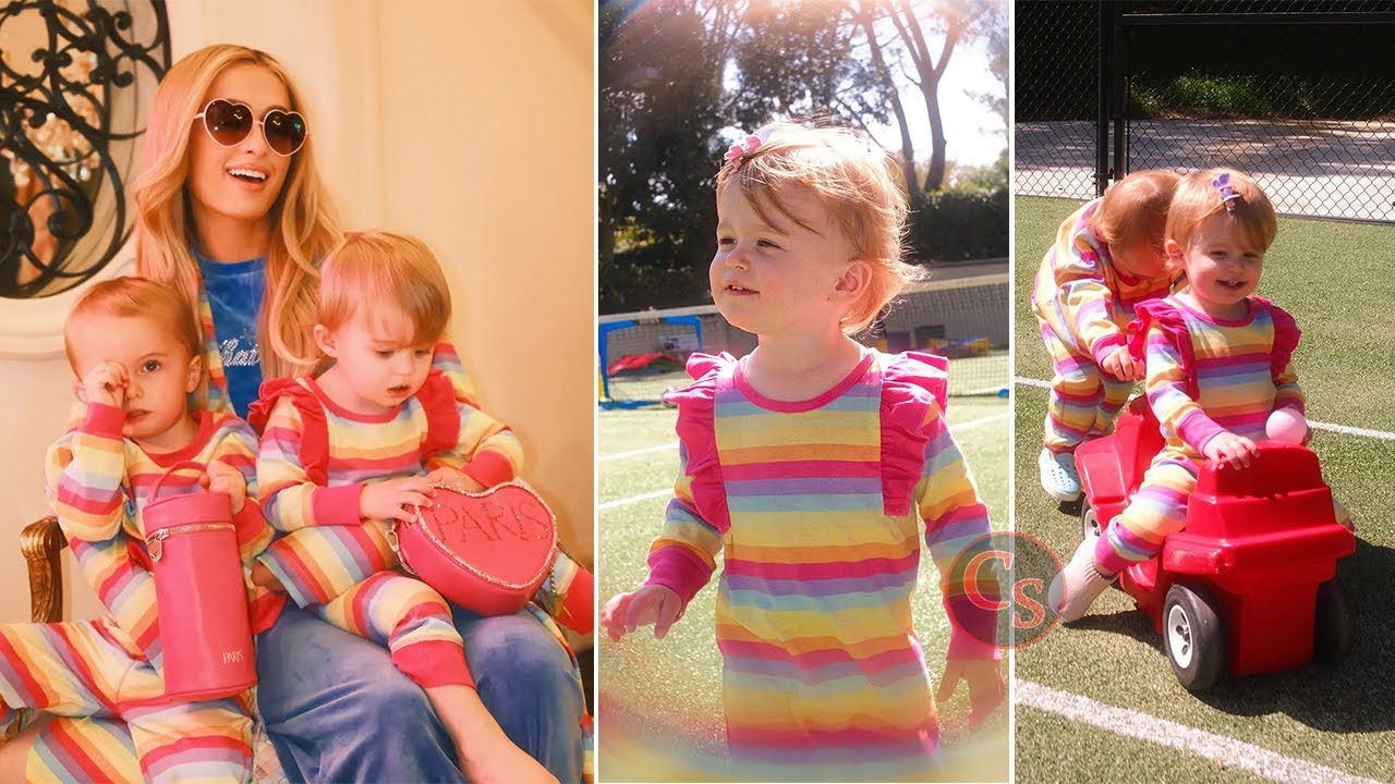 Paris Hilton's Kids Phoenix & London Playing Together Wearing Matching Outfits