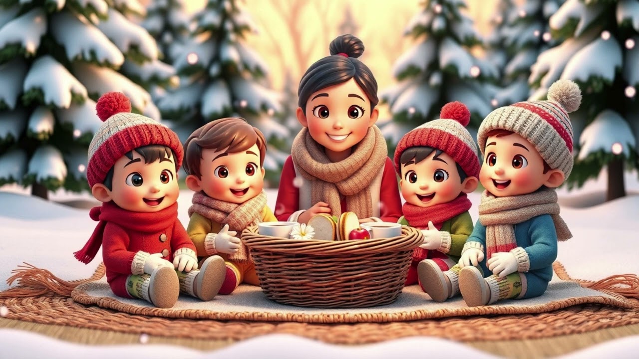🍎 Winter Picnic with Mom ❄️ | Snowy Day Fun & Food 🧺 | Cozy  🎶|Nursery Rhymes & Kids Songs
