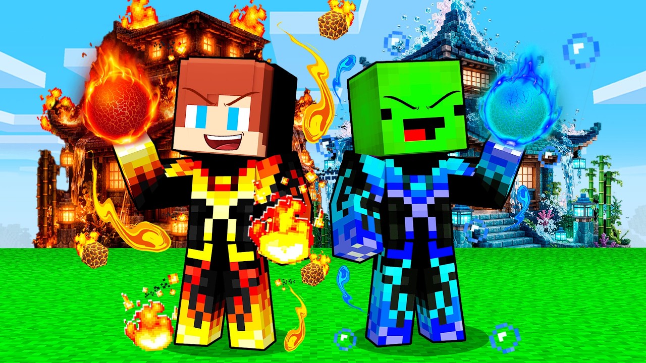Fire JJ and Water Mikey Became Masters of Japanese Ninjutsu - Maizen (Minecraft)