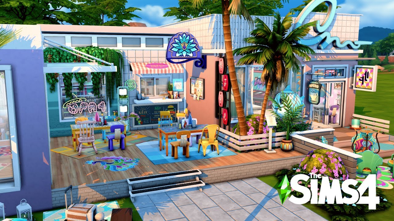 CAFE, RESTAURANT & ART CENTER | 3-in-1 Community Lot | The Sims 4 Indonesia Speed Build