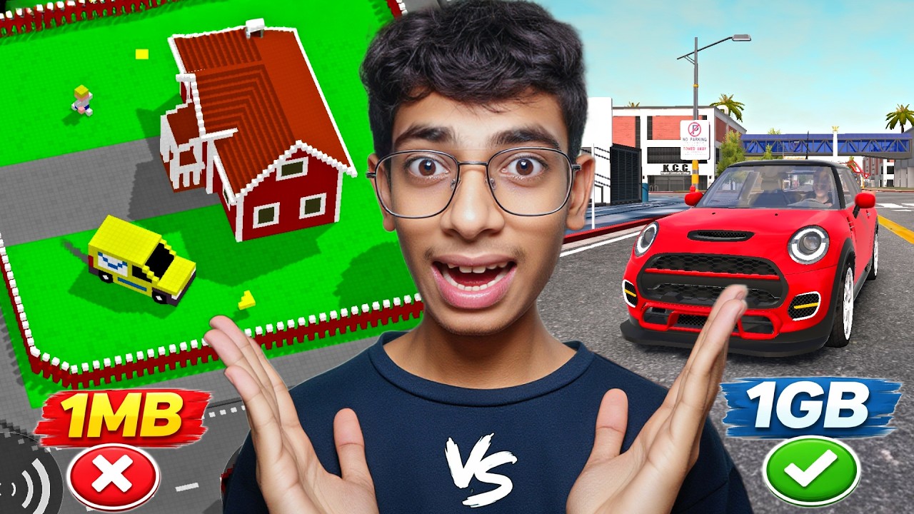 1MB vs 29MB vs 100MB vs 1GB Car Games For Mobile