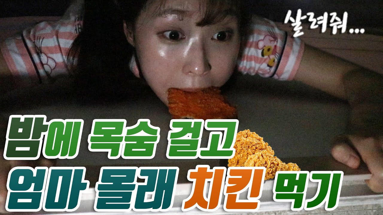 목숨걸고 밤에 엄마 몰래 치킨 먹기!!!(feat.롯데리아 지파이 ASMR)