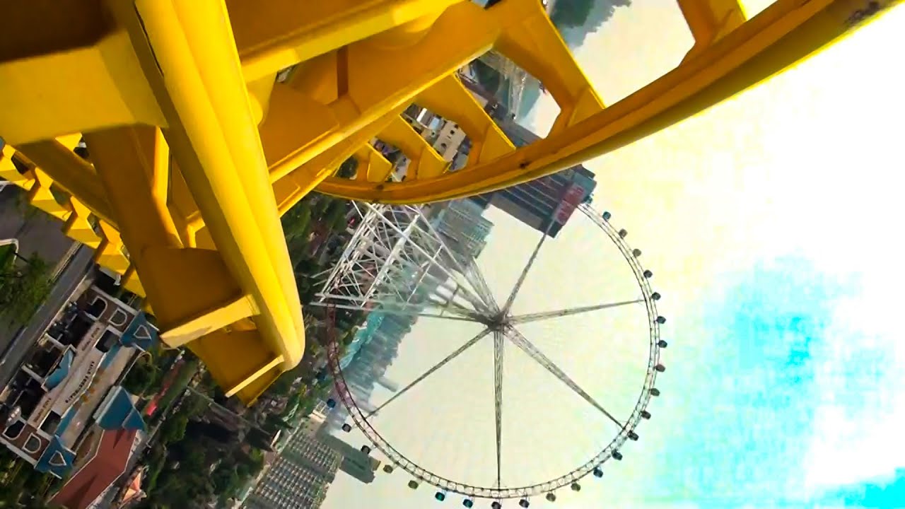 We Got STUCK on a Roller Coaster! Giant Inverted Boomerang Jin Jiang Park China Front Seat POV