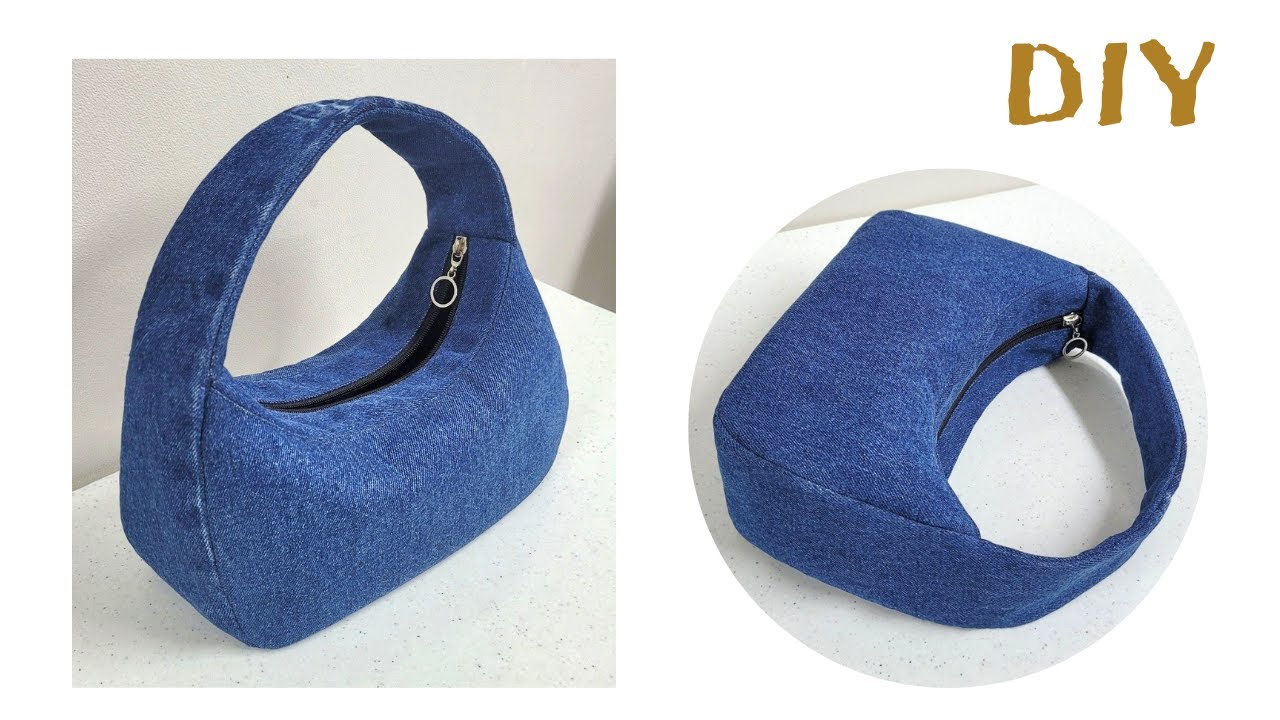 DIY 청바지로 독특하고 세련된 지퍼 가방 만들기/Create a unique and stylish zipper bag with jeans/리폼/Upcycling/패턴pattern